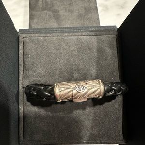 DAVID YURMAN CHEVRON BLACK RUBBER BRACELET WITH STERLING SILVER